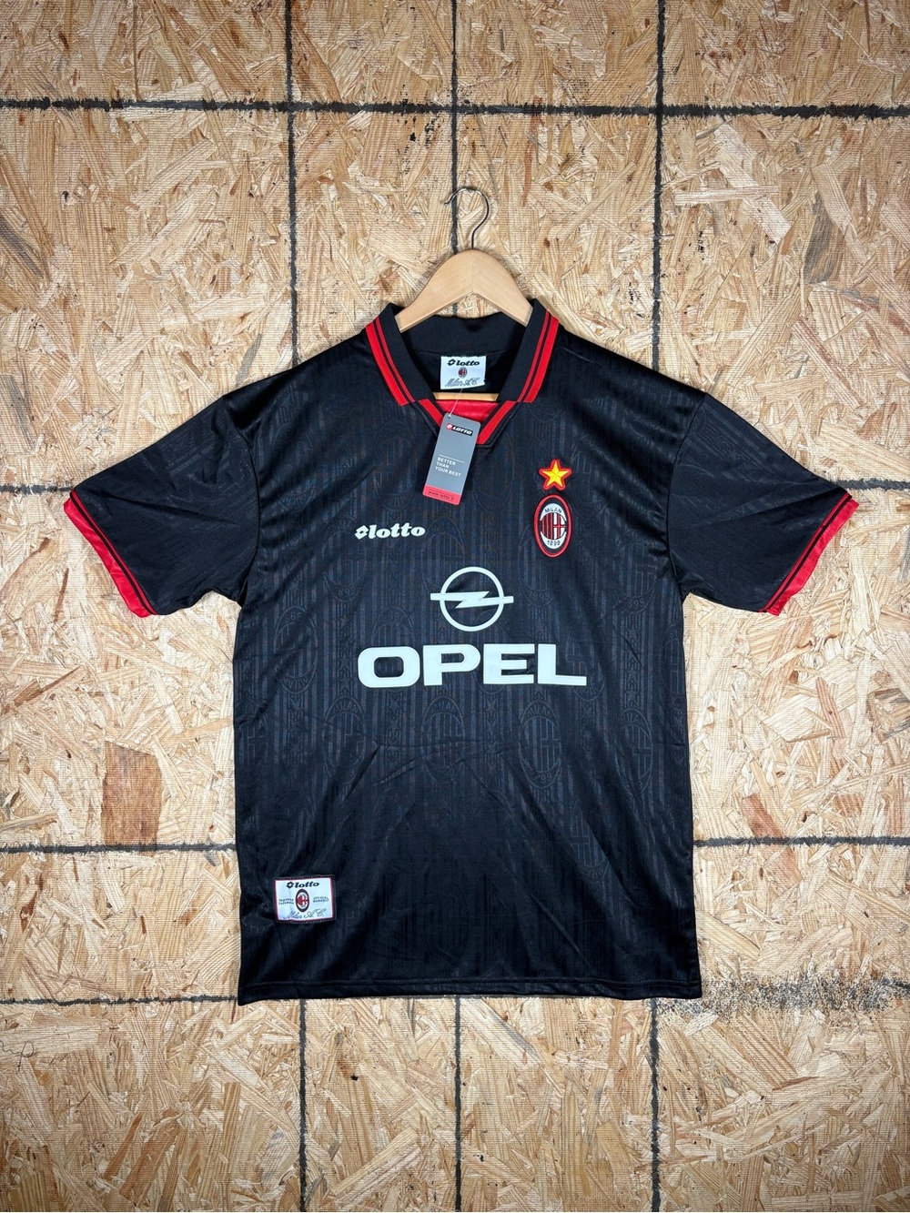 OTTO AC Milan Black Jersey with Red Trim and Opel Logo L - NWT